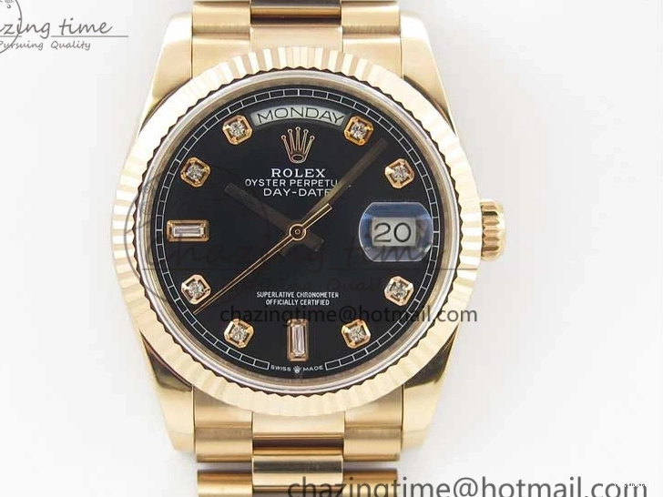 Maker Day-Date 128239 RG Black on Crystral Edition Bracelet RG Best Dial Markers 36 Bp President 1221